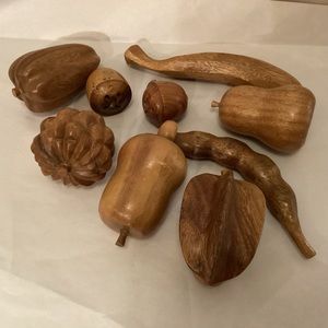 9 pc. Mid century wooden fruit